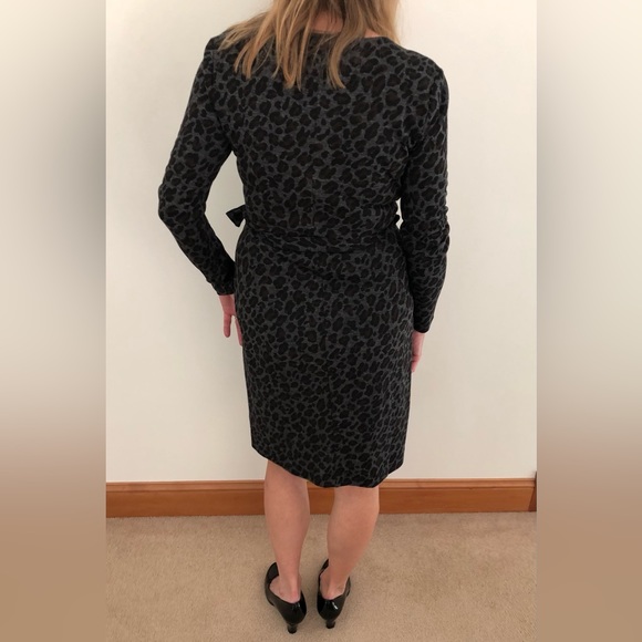 Gray Leopard Print Ann Taylor Wrap Dress - Picture 2 of 5